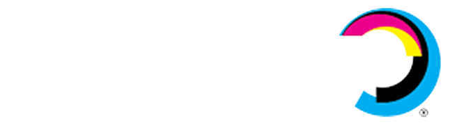 Circular logo with cyan, magenta, yellow, and black curved segments.