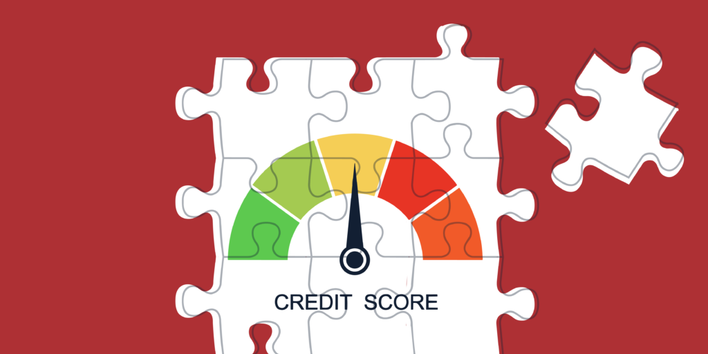 Image of a puzzle game with a credit score gauge in the middle